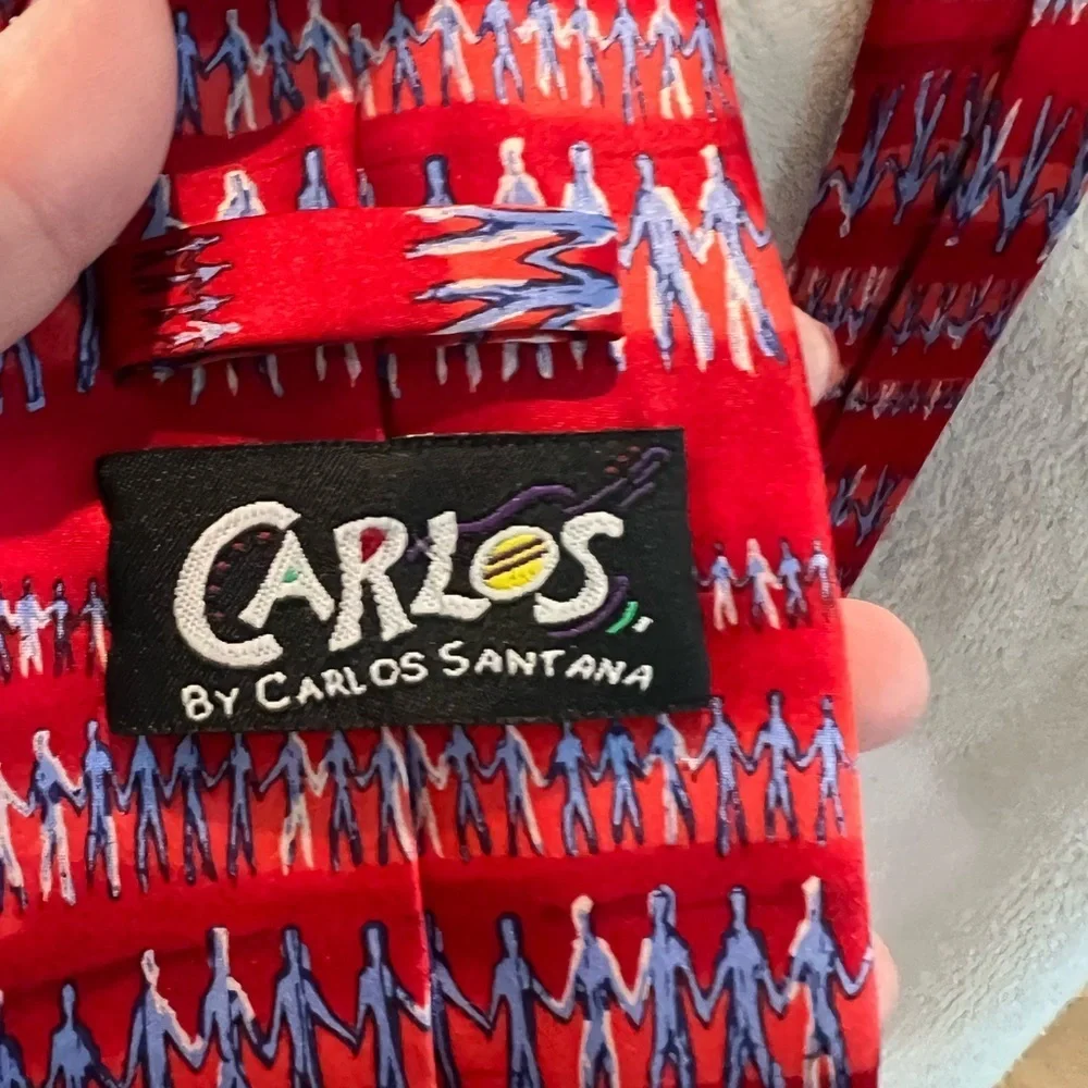 Carlos Santana No Boundaries, No Borders 100% Silk Neck Tie, Hand in Hand